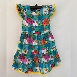 Disney Floral Kids Dress with Yellow Trim 100%organic cotton 3/T